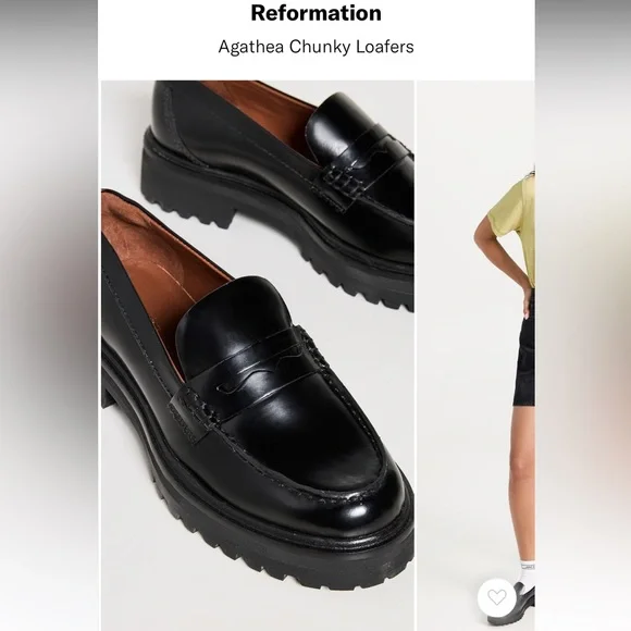 Reformation Agathea Black Chunky Platform Lugsole Penny Loafers in Size 7.5 - Picture 4 of 10